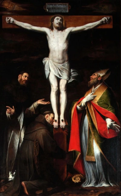 Crocifissione di Cristo con San Domenico, San Francesco e Sant'Agostino - Piacenza